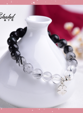 天然黑曜石招财转运饰品单圈手串