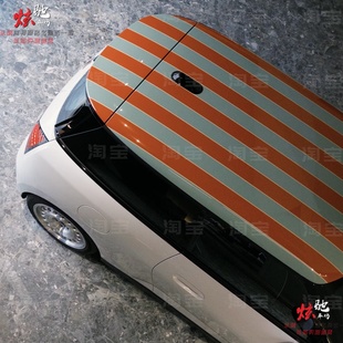 宝马MINICooperF56电动MINI J01条纹顶车贴拉花F55R56F54定制贴纸