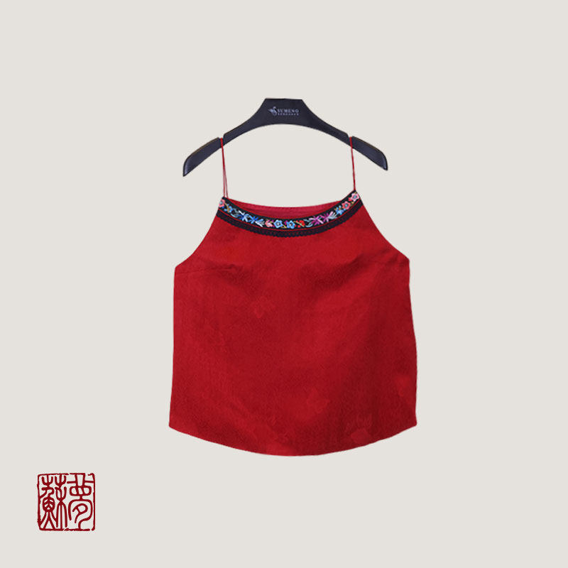 {苏梦}【夏日专享】红色手绣肚兜吊带中式百搭0104448