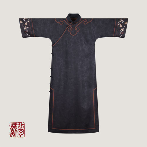 {苏梦}【暮蘭】香云纱手绣中式大袍0101631