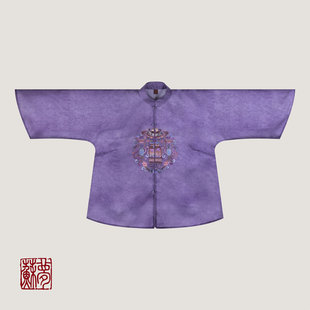 庆寿宫灯纹 {苏梦} 香云纱槿紫高工手绣立领对襟上衣01031532
