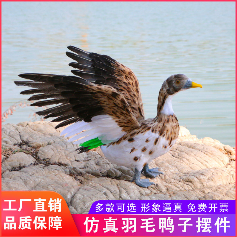 仿真羽毛鸭子模型装饰农场货架造景道具绿翅鸭黑鸭麻鸭工艺品摆件