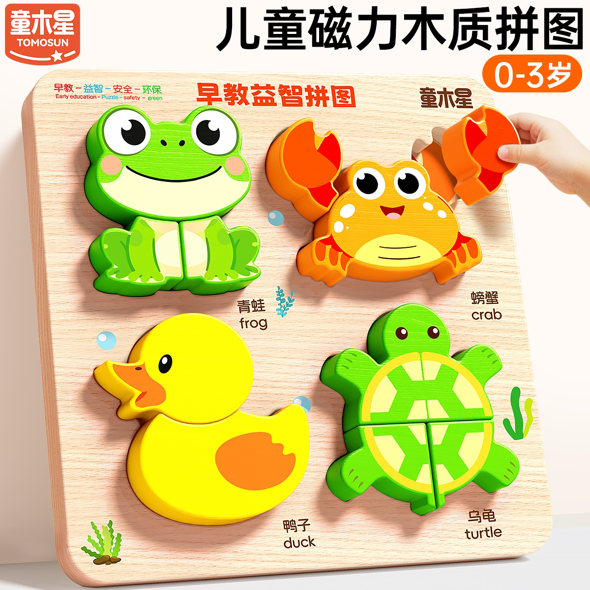 儿童益智拼图1到3岁宝宝幼儿木质磁力四合一磁吸早教智力磁性玩具图片