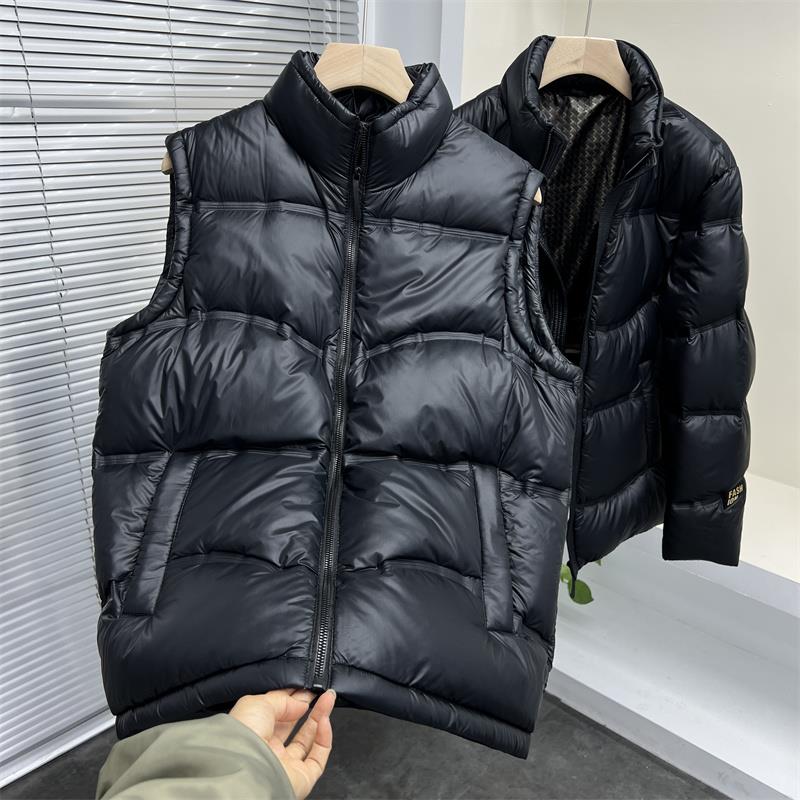 立领羽绒马甲男秋冬季2024新款潮牌加厚保暖宽松百搭鸭绒背心外套