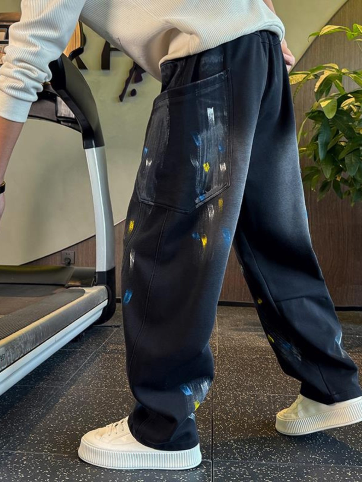 弯刀卫裤男款春秋夏季工装休闲长裤潮流涂鸦设计宽松直筒阔腿裤子,男装,休闲裤,淘宝优惠券,粉丝福利购,淘宝优惠卷