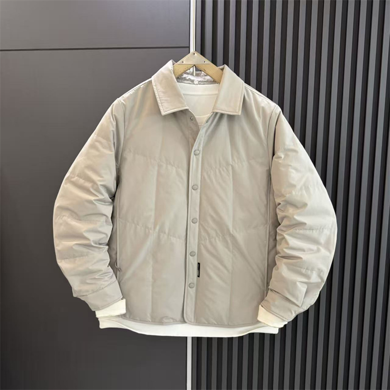 白鸭绒轻薄羽绒服男士秋冬季潮牌痞帅休闲设计感保暖翻领宽松外套