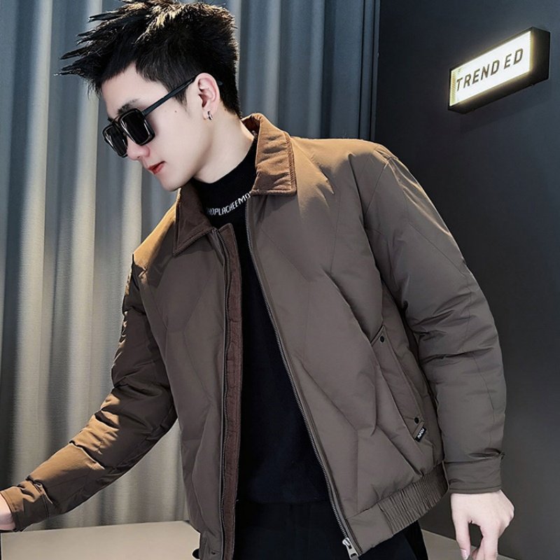 保暖羽绒棉服外套男士冬季2025新款潮流痞帅短款棉衣加厚翻领上衣