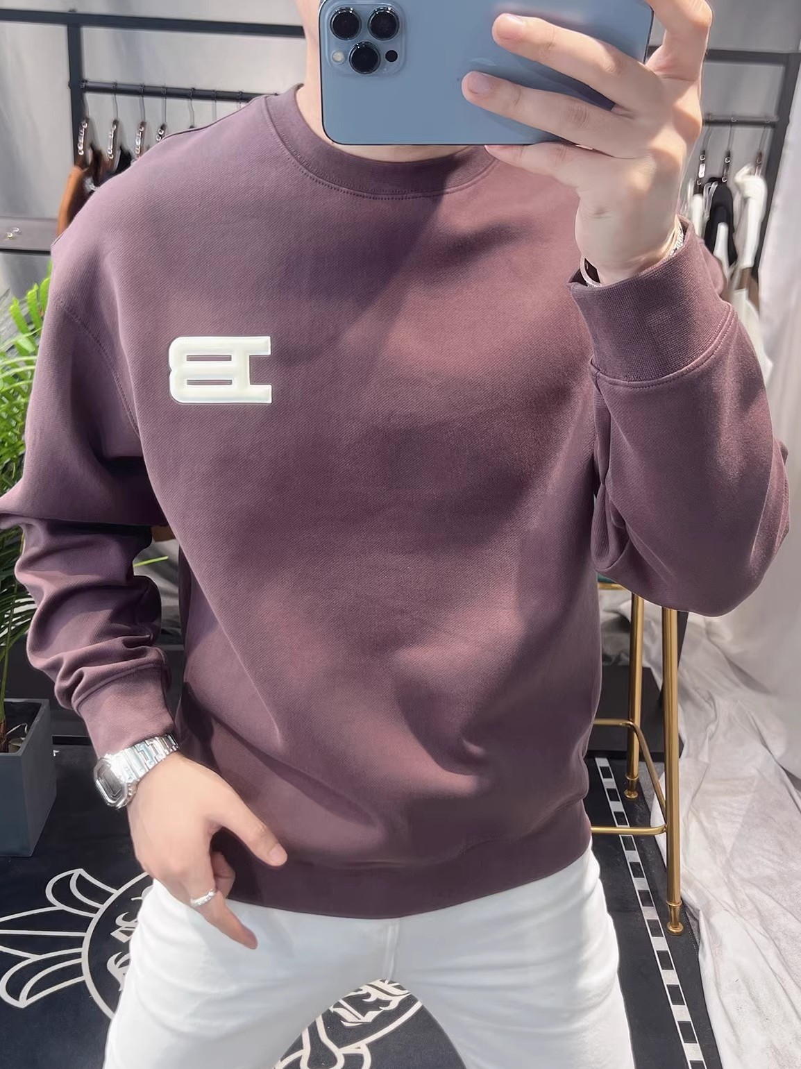 运动衫男子春季，秋季和冬季2025新时尚品牌修身圆领上衣男子套头,男装,卫衣,淘宝优惠券,粉丝福利购,淘宝优惠卷