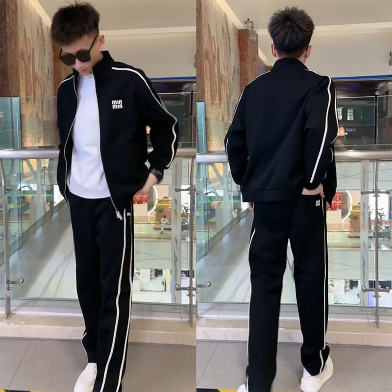 休闲运动套装男士秋冬季潮牌痞帅高级感立领开衫卫衣卫裤穿搭一套