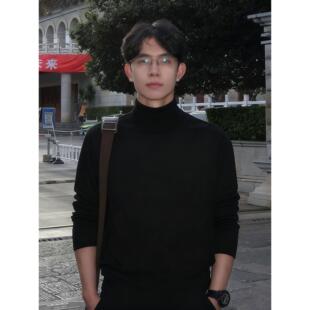 黑色半高领毛衣男士秋冬季潮牌痞帅加绒加厚重磅轻熟风内搭针织衫