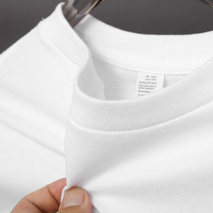 重磅纯棉宽松白色打底衫 秋冬季 加绒百搭休闲圆领上衣 t恤男士 长袖