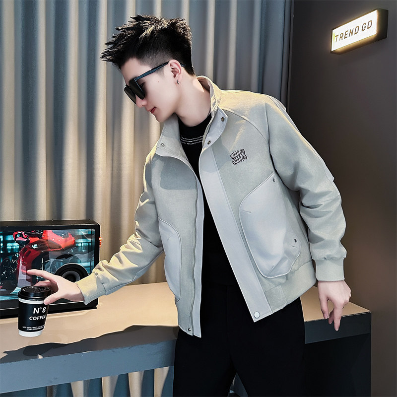 夹克外套男士秋冬款2025新款潮牌痞帅高级感工装刺绣休闲短款褂子