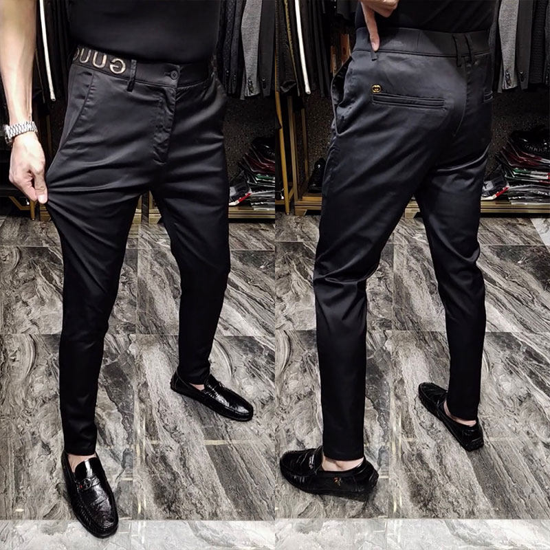休闲裤男士春秋时尚品牌商业修身大码西装裤男士韩式小脚百搭弹力