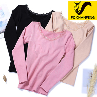 保暖内衣女加绒加厚上衣单件秋衣美体紧身低领打底衫内穿秋冬长袖