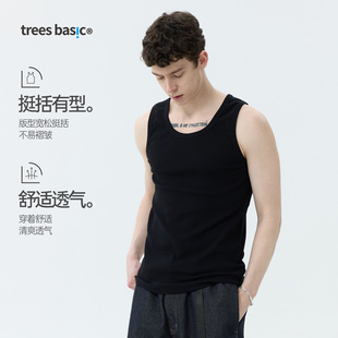TreesBasic双面竹节基础背心运动健身无袖 打底衫
