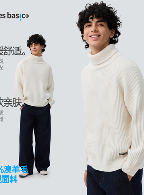 TreesBasic基础羊毛插肩高领毛衣纯色舒适保暖羊毛衣2025冬新款