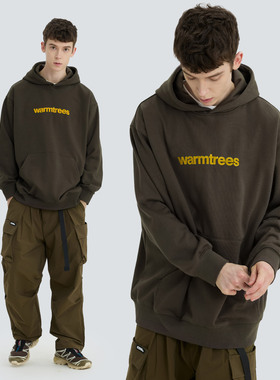 warmtrees升级版小写logo绣花连帽卫衣休闲情侣装外套