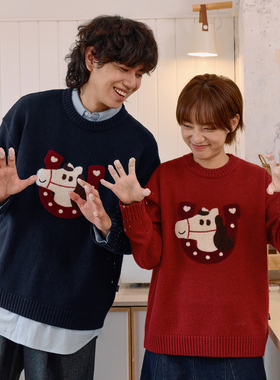 warmtrees2026SS噗噜小马新年系列毛衣针织衫马年男女款2026年春