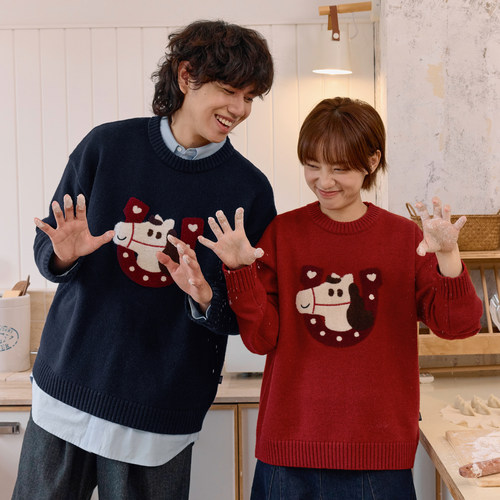 warmtrees2026SS噗噜小马新年系列毛衣针织衫马年男女款2026年春