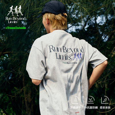 TreesOutside夏季新款7A抗菌吸湿速干零感跑步主题印花T恤