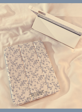 韩系ins蓝色小碎花镜面iPad10保护套2024新款适用苹果iPad10.2寸789代mini6平板Air4/5保护壳pro女9.7带笔槽