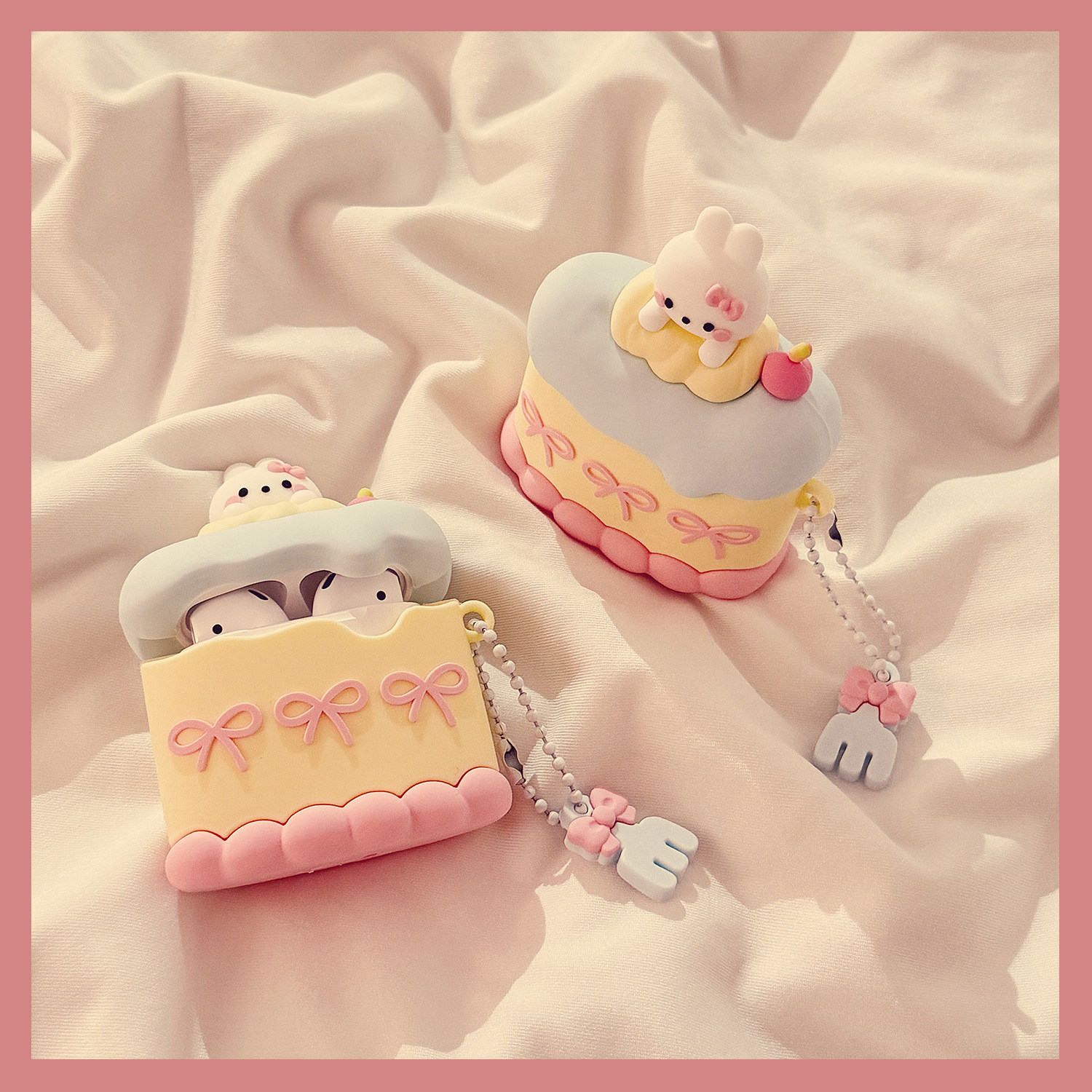 少女心蛋糕小兔子适用苹果耳机套