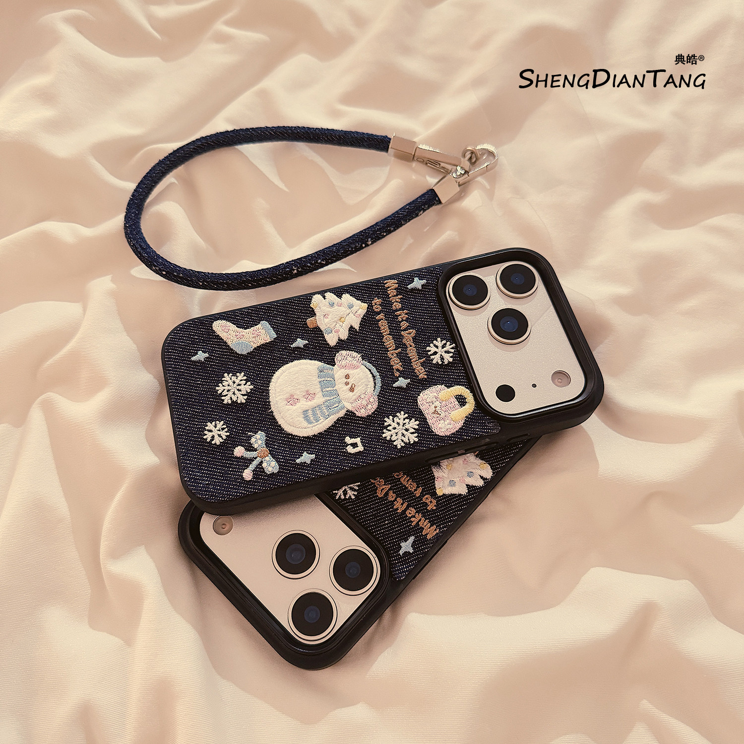 牛仔刺绣雪人适用苹果17手机壳