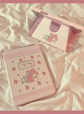 粉色草莓美乐蒂360旋转iPadPro2024保护套新款适用苹果iPadAir6/5保护壳13寸平板11寸10.2/10.9带笔槽mini6女