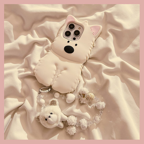 适用苹果16手机壳白色西高地