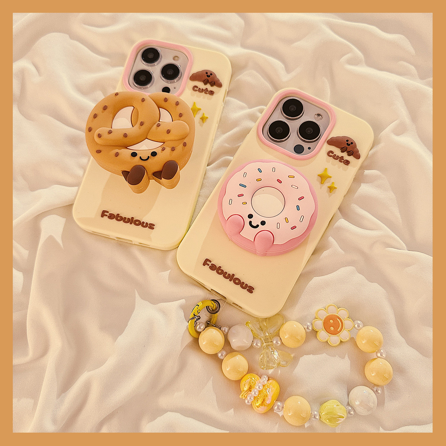 甜甜圈碱水结支架适用苹果手机壳