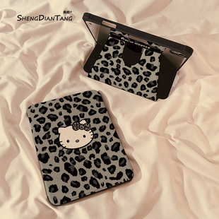 甜酷黑色豹纹猫咪360度旋转iPad10保护套2022新款 5保护壳pro女软9.7带笔槽 适用苹果iPad10.2寸mini6平板Air4