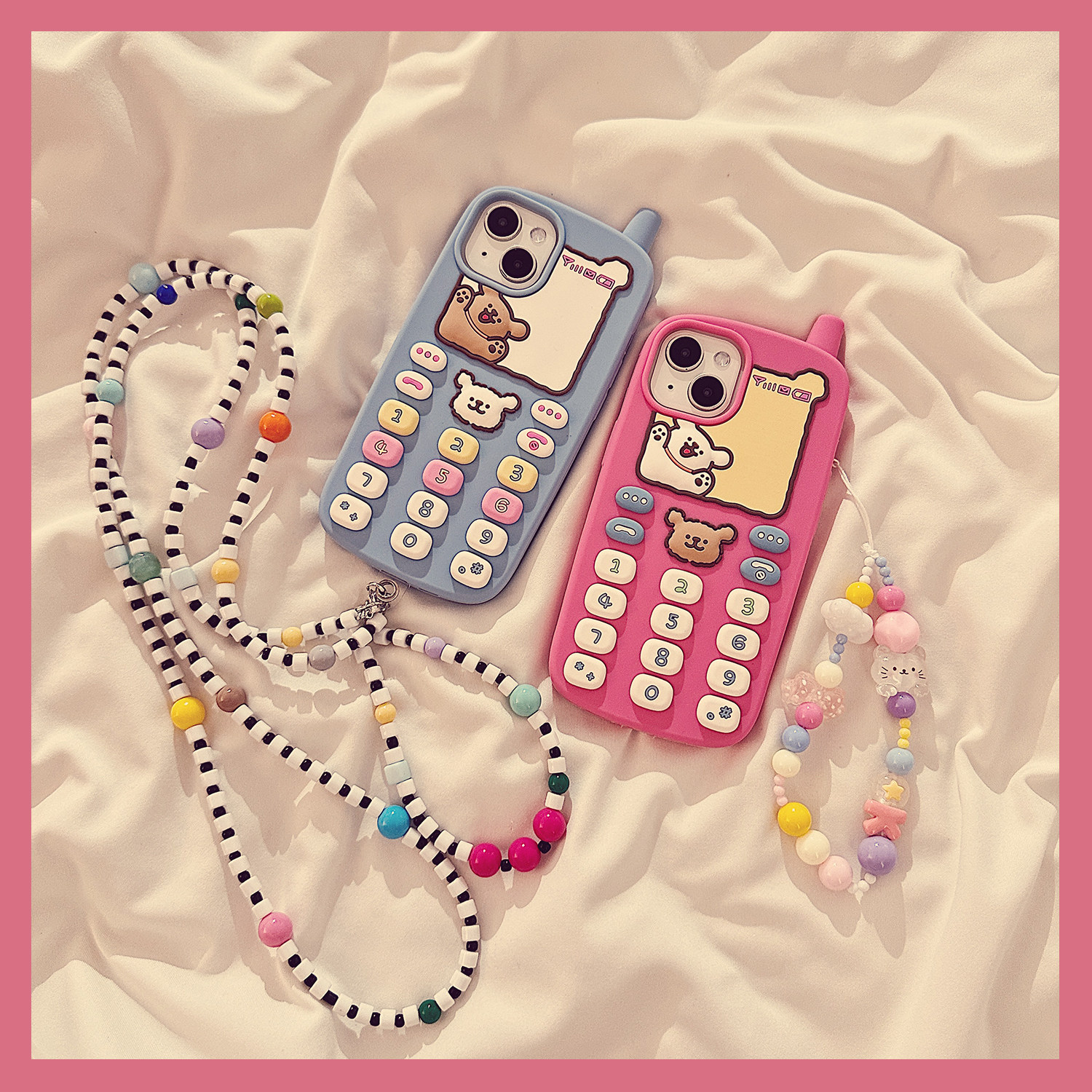 可爱线条小狗大哥大适用苹果15ProMax手机壳iphone15新款14立体13卡通12斜挎11链条女款14promax软硅胶保护套