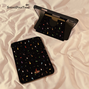 适用苹果iPad11保护壳平板第10代Pro11寸Air5带笔槽mini7女款 冬日雪人雨伞360旋转iPadAir7 6保护套2025新款