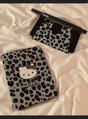 甜酷黑色豹纹猫咪360度旋转iPad10保护套2022新款适用苹果iPad10.2寸mini6平板Air4/5保护壳pro女软9.7带笔槽