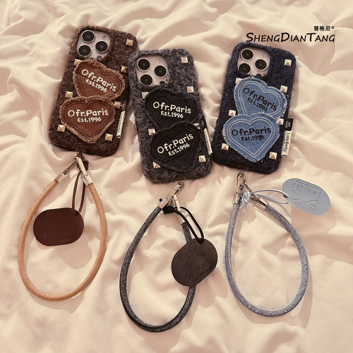 小众牛仔布贴适用苹果17手机壳