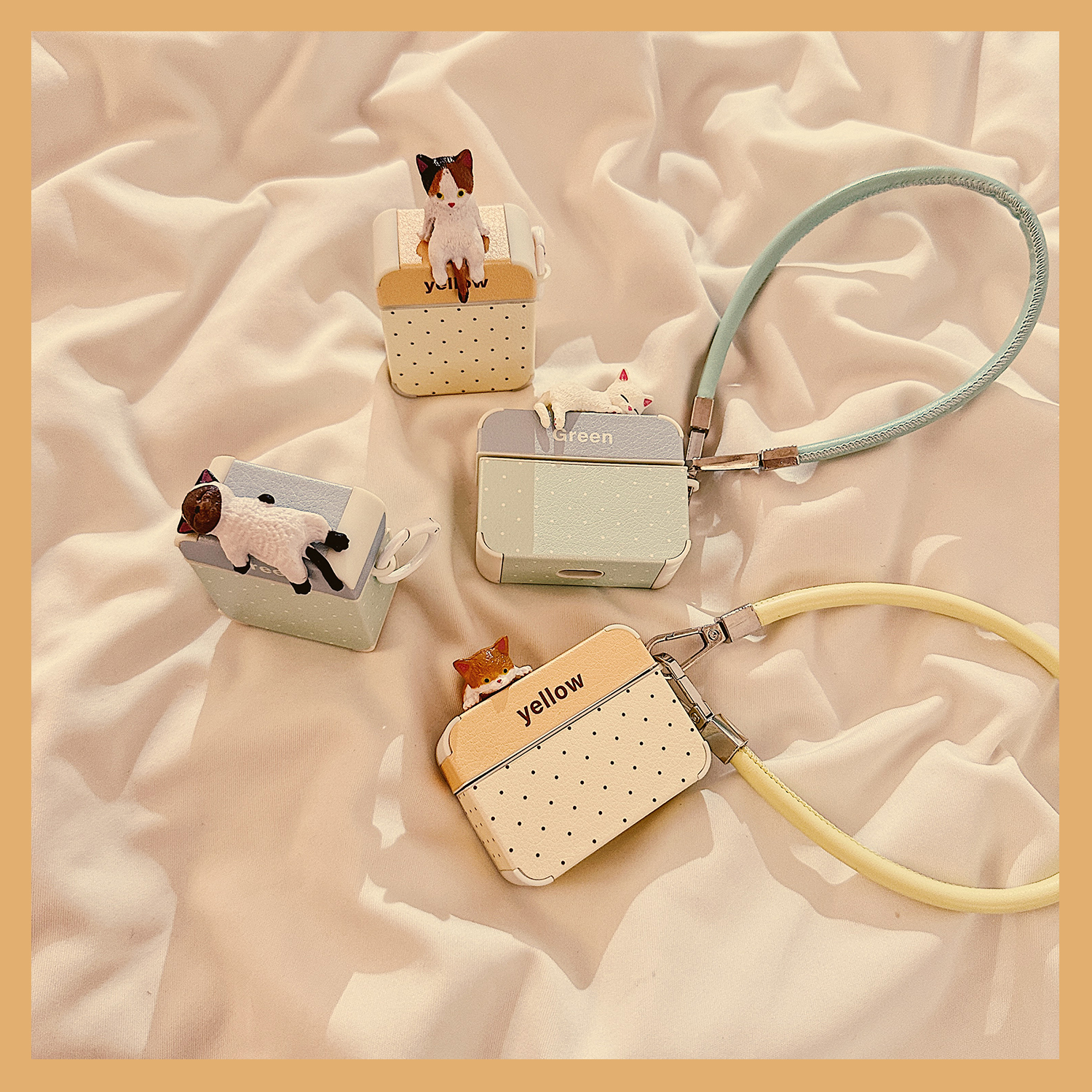 波点立体小猫适用苹果耳机套