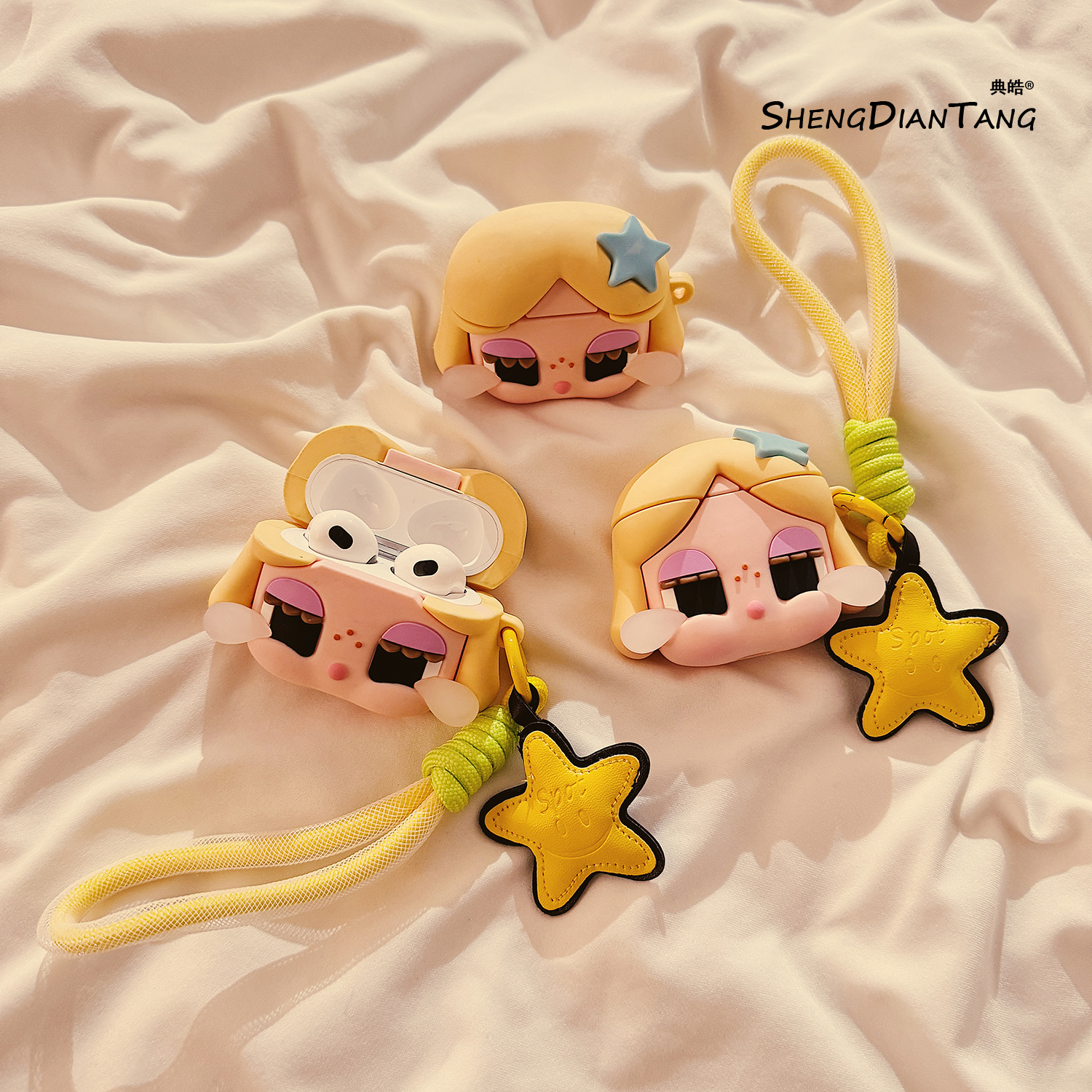 卡通星星哭泣女孩适用苹果耳机套