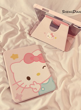 少女可爱猫咪360旋转iPadAir7/6保护套2025新款适用苹果iPad11保护壳平板第10代Pro11寸Air5带笔槽mini7女款