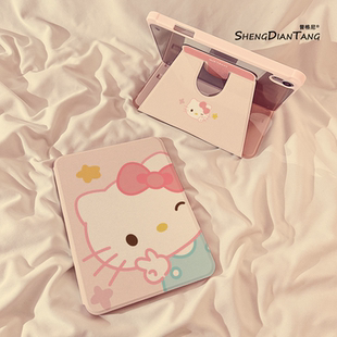 适用苹果iPad11保护壳平板第10代Pro11寸Air5带笔槽mini7女款 少女可爱猫咪360旋转iPadAir7 6保护套2025新款