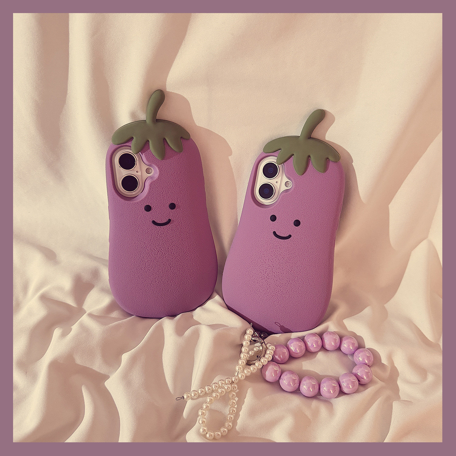 立体卡通Jelly茄子适用苹果16ProMax手机壳新款iphone16可爱15创意14日韩13女款15promax软硅胶保护套链条