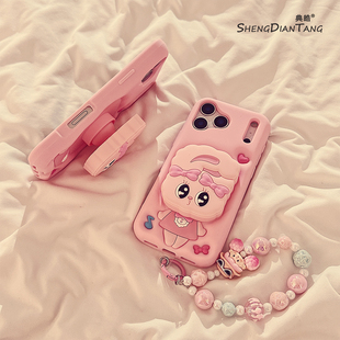 少女艾丝乐小兔支架适用苹果17ProMax手机壳iphone17新款16pro可爱15创意14卡通13女款16promax软硅胶保护套