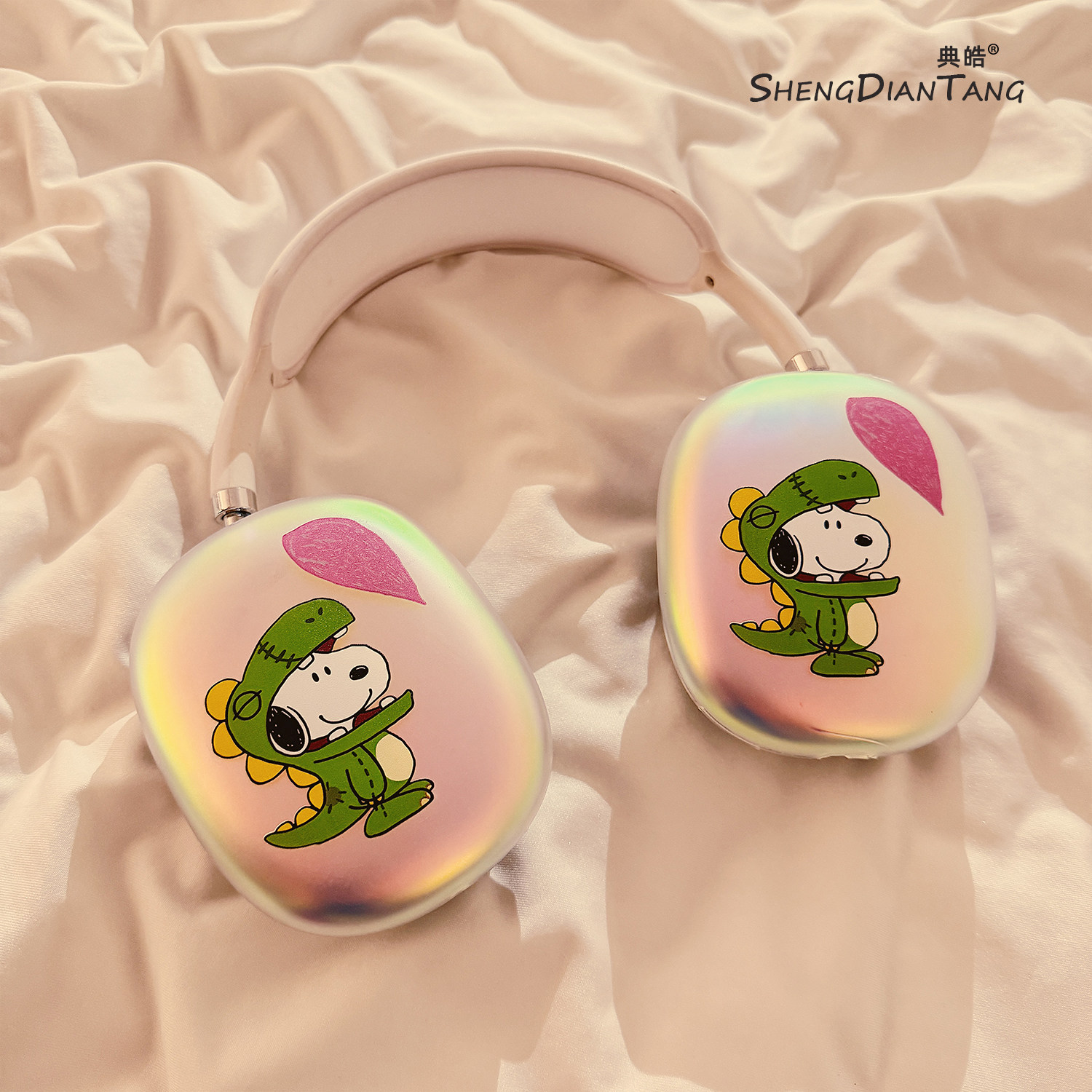 银色卡通恐龙史努比适用于苹果AirPods Max头戴式耳机保护壳AirPods Max2通用耳机保护套高级感