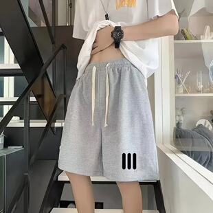 三道同款 裤 美式 宽松运动休闲五分裤 子男女 印花高街潮牌短裤 夏季