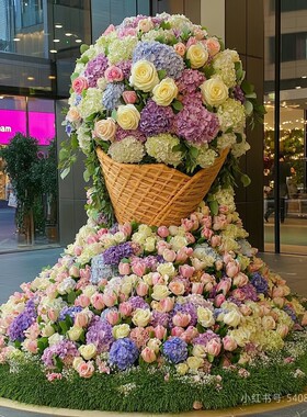 巨型绣球花花装饰造景冰淇淋花筒拍照打卡点户外景区布置
