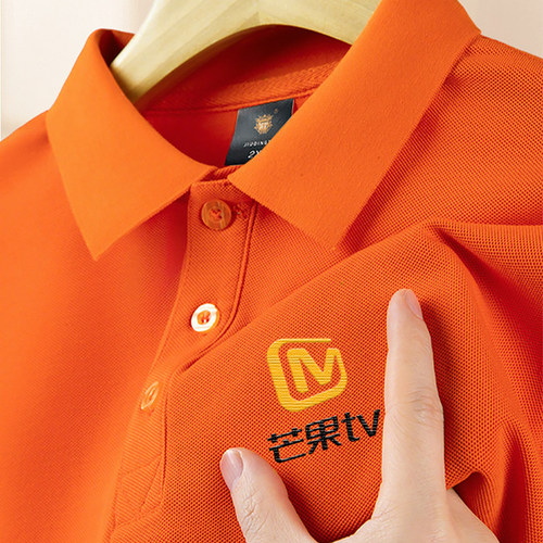 爱马仕橙polo衫工作服定制印logo