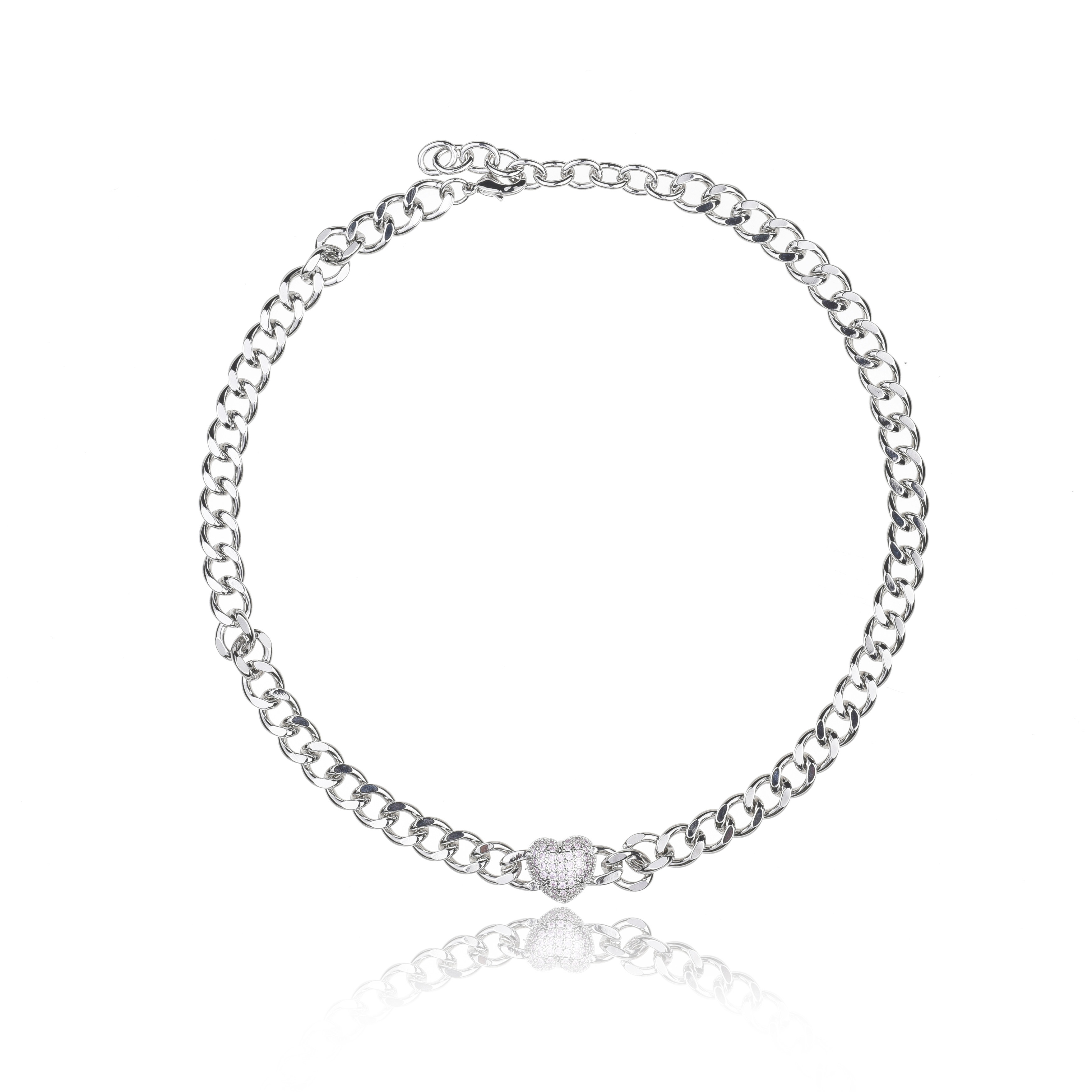 glitter stella欧美新款高级感轻奢项链女桃心嘻哈古巴链女