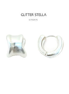 GLiTTER STELLA 砾石弧面银色耳环