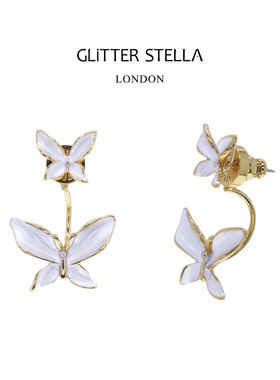 GLITTER STELLA 鸢尾双蝴蝶 新中式滴釉低温珐琅耳环