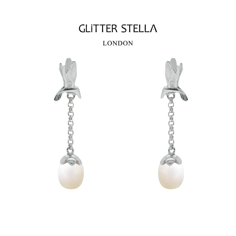 GLITTER STELLA 【张可盈同款】「知更鸟」天然淡水珍珠飞鸟耳环