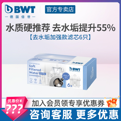 德国BWT净水壶滤芯家用自来水过滤器滤水壶去水垢加强版滤芯6枚